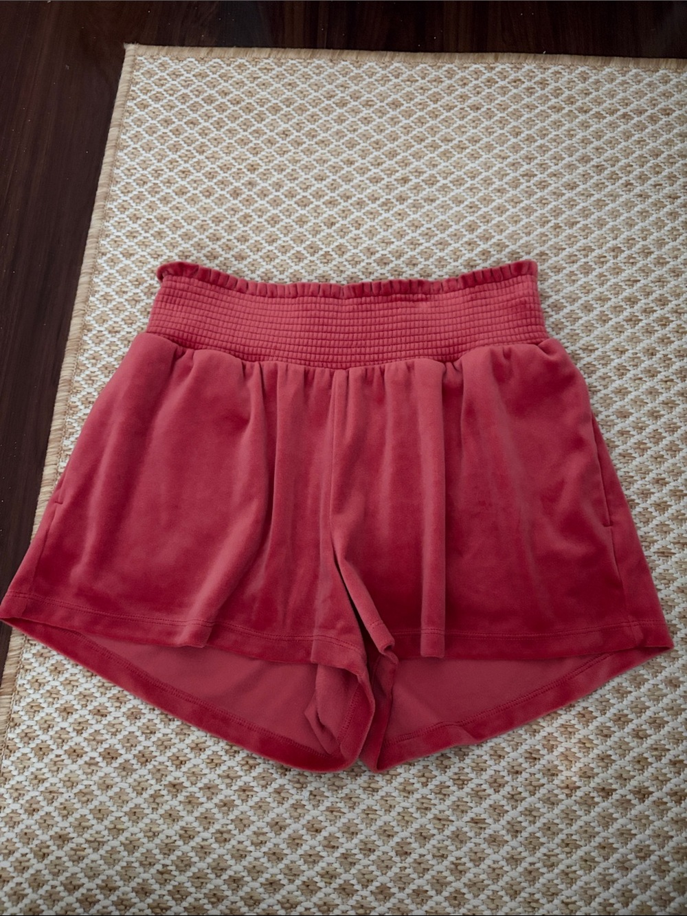 Old Navy High-Waist Athletic Lounge Shorts in Deep Red